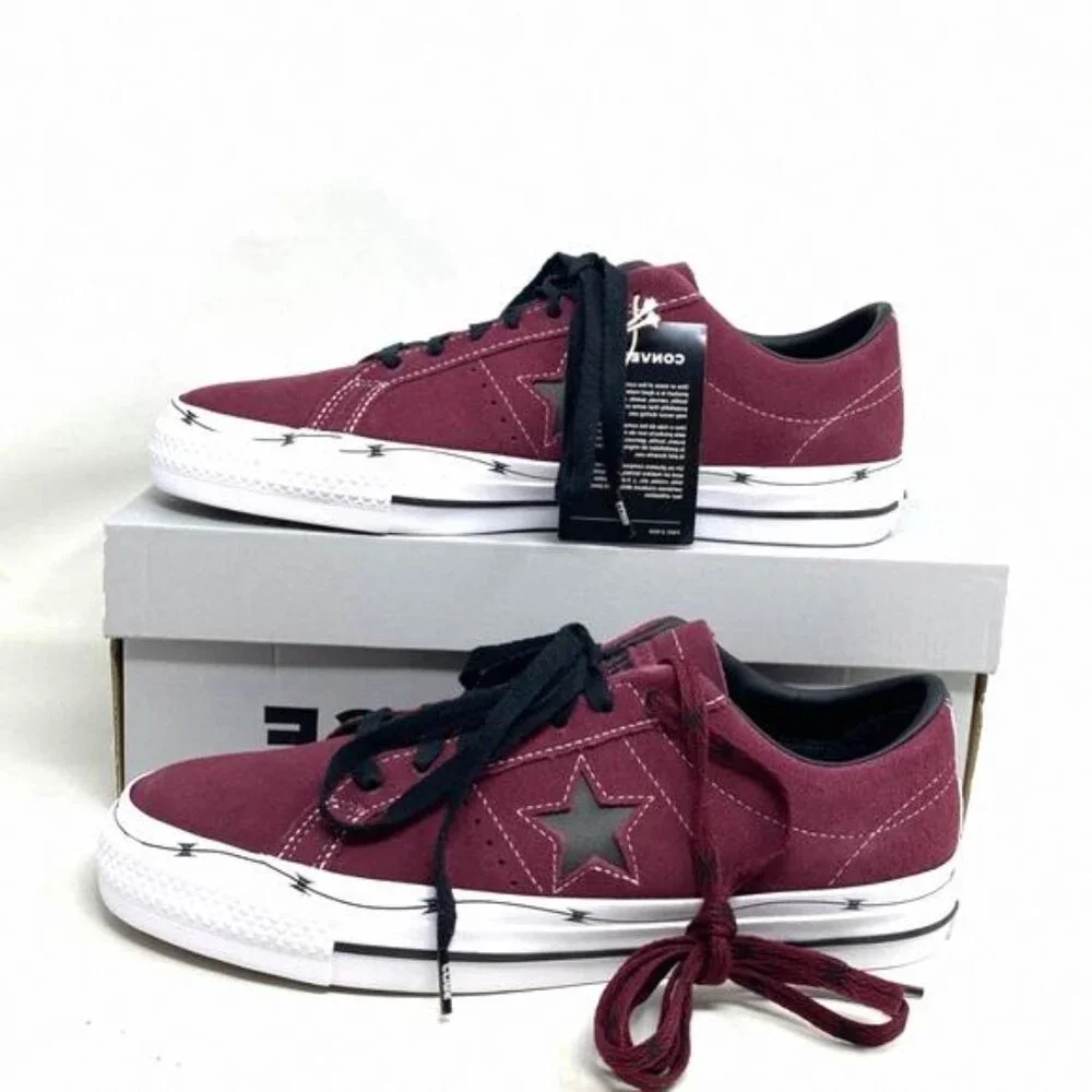 Converse One Star Pro OX Shoes Low Men's Sneakers A05091C Bordeaux Suede Skate - Picture 10 of 12